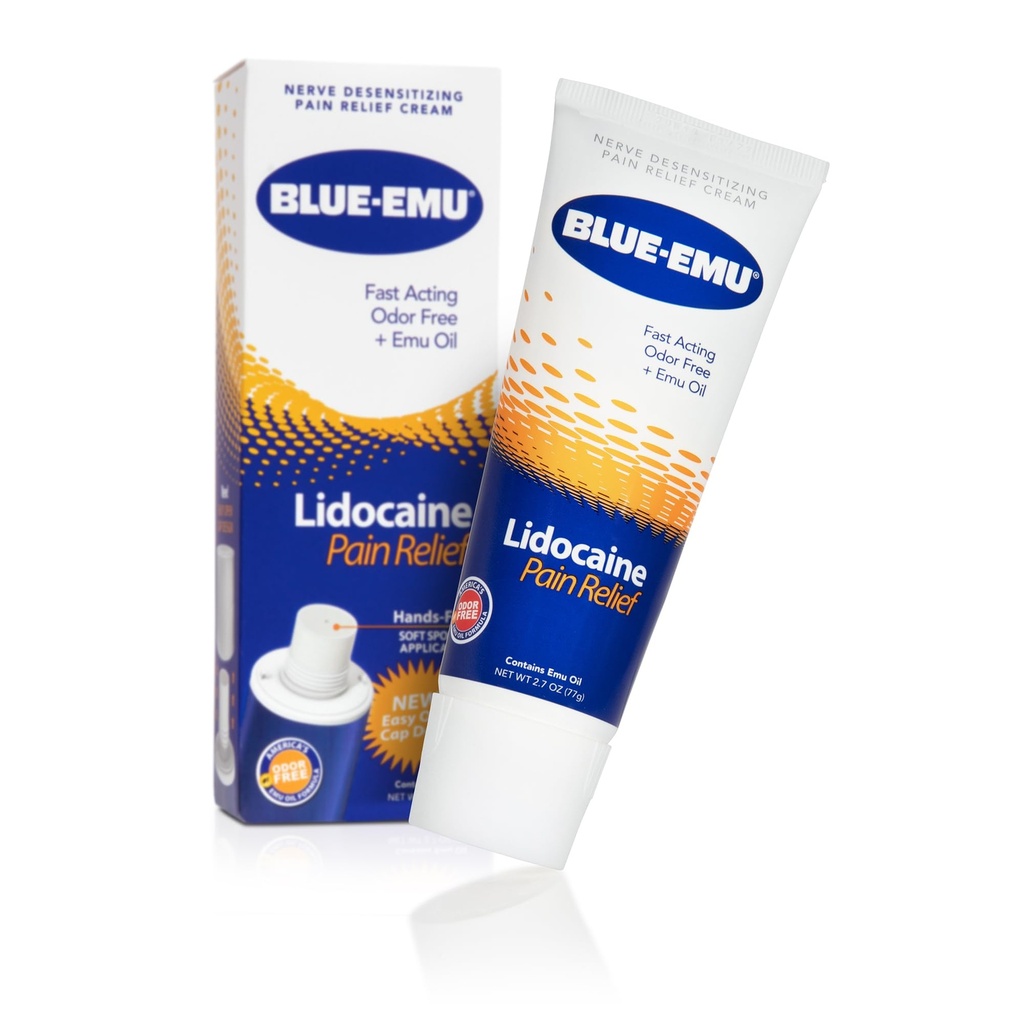 Blå-EMU Lidocain smertelindring krem for rask, Numbing Relief, 2,7 Oz, 1 pakke