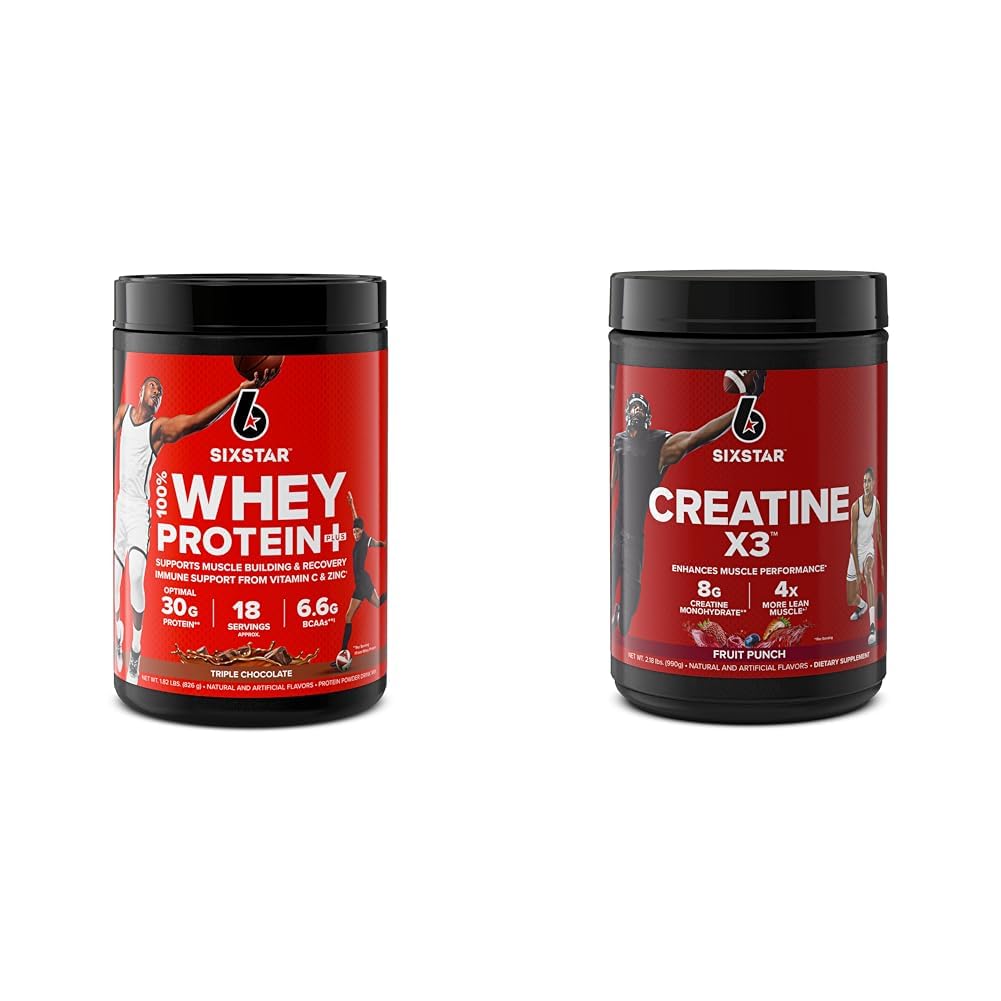 Seksstjerners Elite Series 100% Whey Protein Plus Trippel Sjokolade 1.8lbs US & Kreatin pulver Kreatin X3 | Kreatin HCl + Kreatin Monohydrat pulver