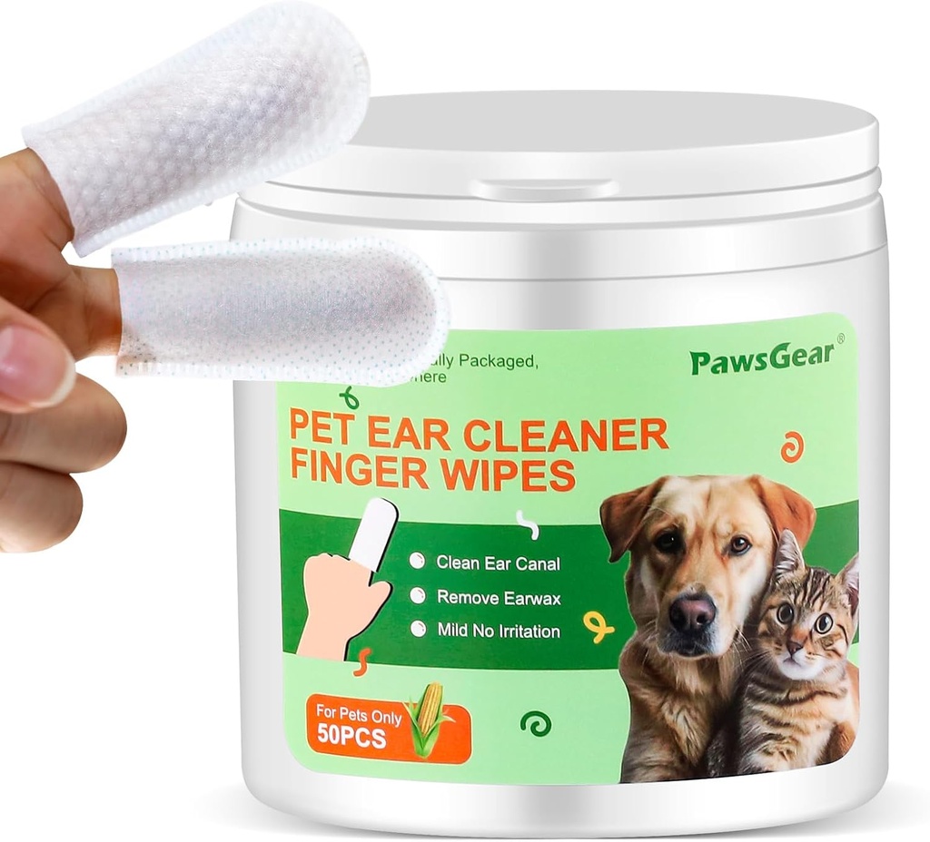 Hund og katt øredobber - Gentle Cleaning, Eliminering Upleasant lukt, laget av planteekstrakter, 50 Tørker