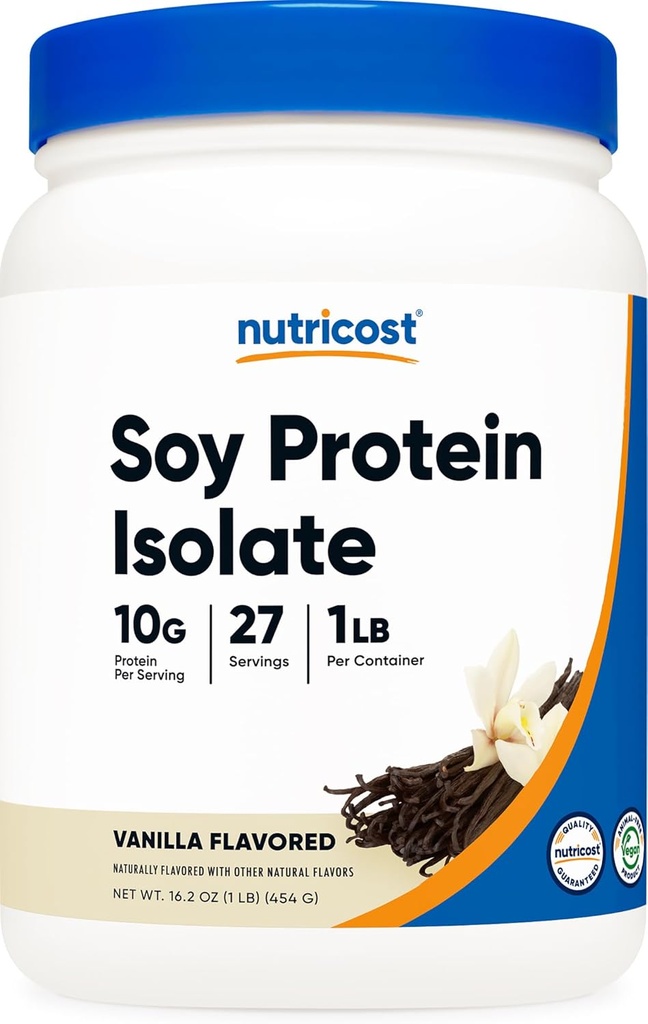Nutricost Soy Protein Isolat pulver, 1 LB Vanilla - 10 gram protein Per Serving, Vegan, GMO-fri & Glutenfri