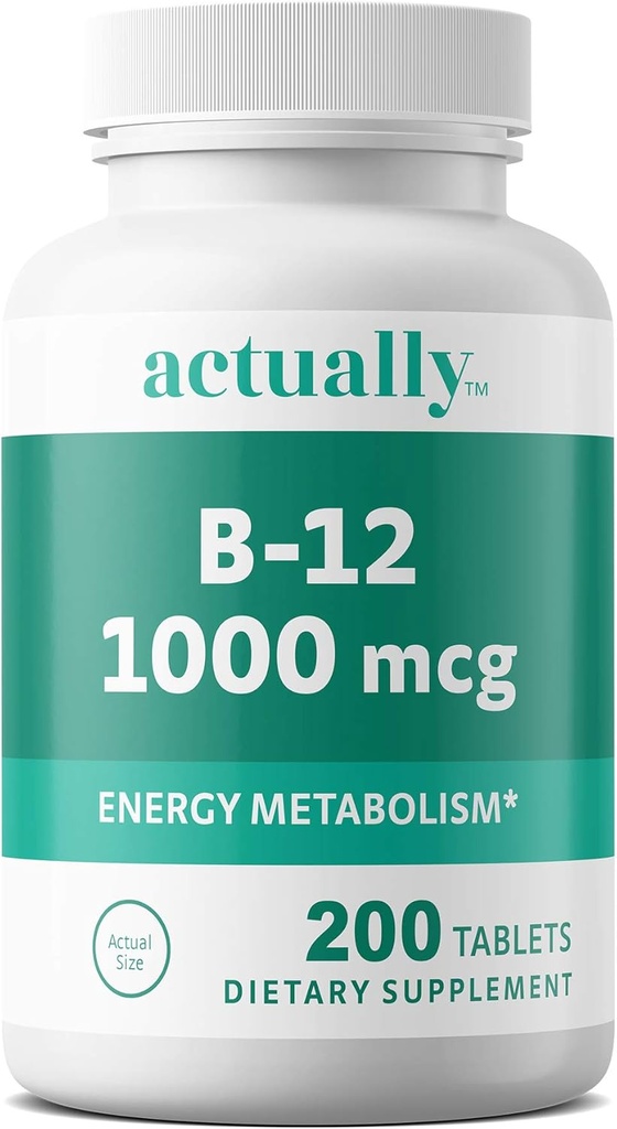 Faktisk vitamin B12 1000mcg tabletter 200kt energimetabolisme for voksne, 200 dagers forsyning, 200 teller