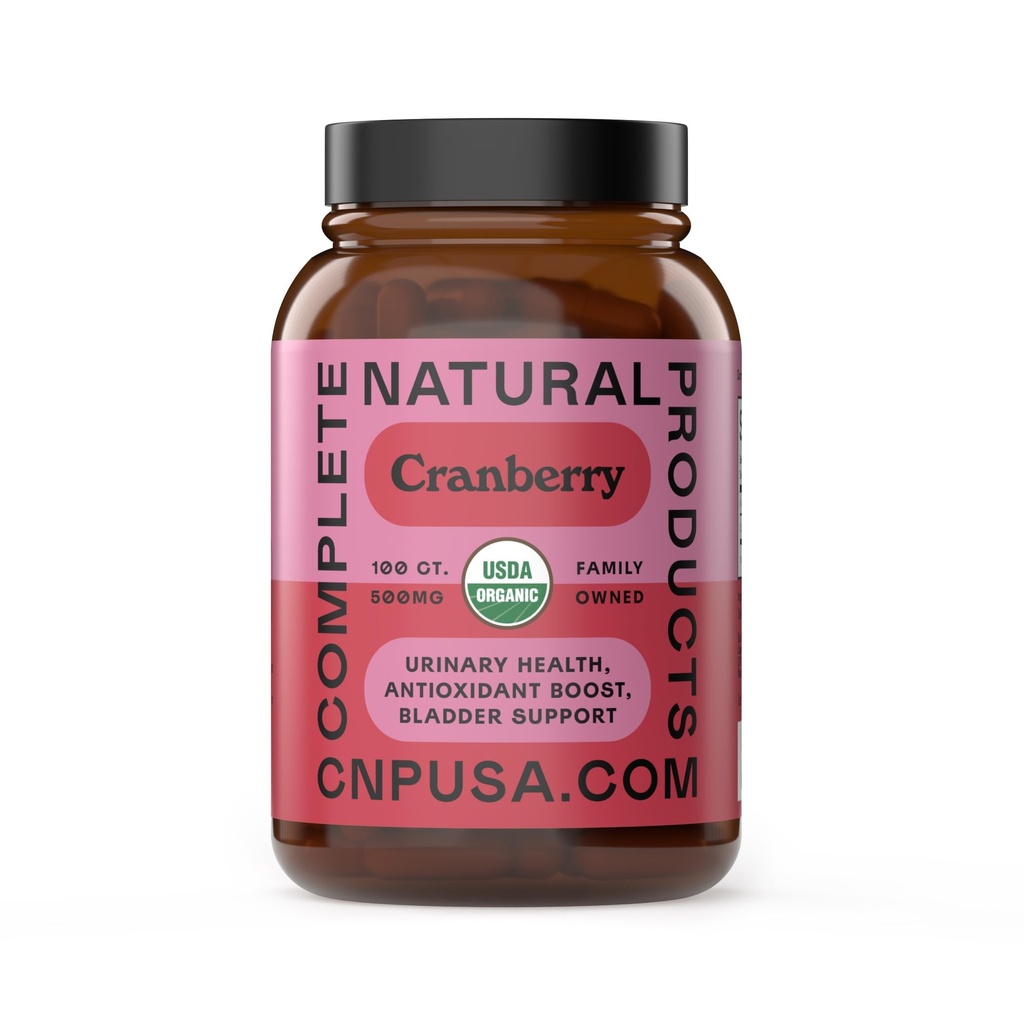 Organiske Cranberry Capsules 500mg Plantebasert, Vegansk, Ikke-GMO, Ingen Fyller | Støtter Urin Tract & Bladder Helse | Organisk Cranberry pulver Supplement