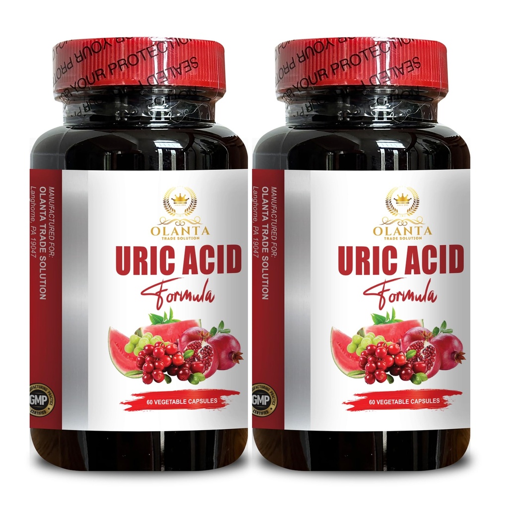 URIC Acid Support - gjenopprette felles komfort, mobilitet, fleksibilitet, inkluderer Tart Cherry, Chanca Piedra, Celery Extract & Turmeric - 2 flasker 120 kapsler