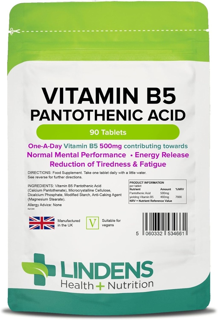 Lindens vitamin B-5 B5 100 x 460 mg tabletter (Pantothenic Acid)