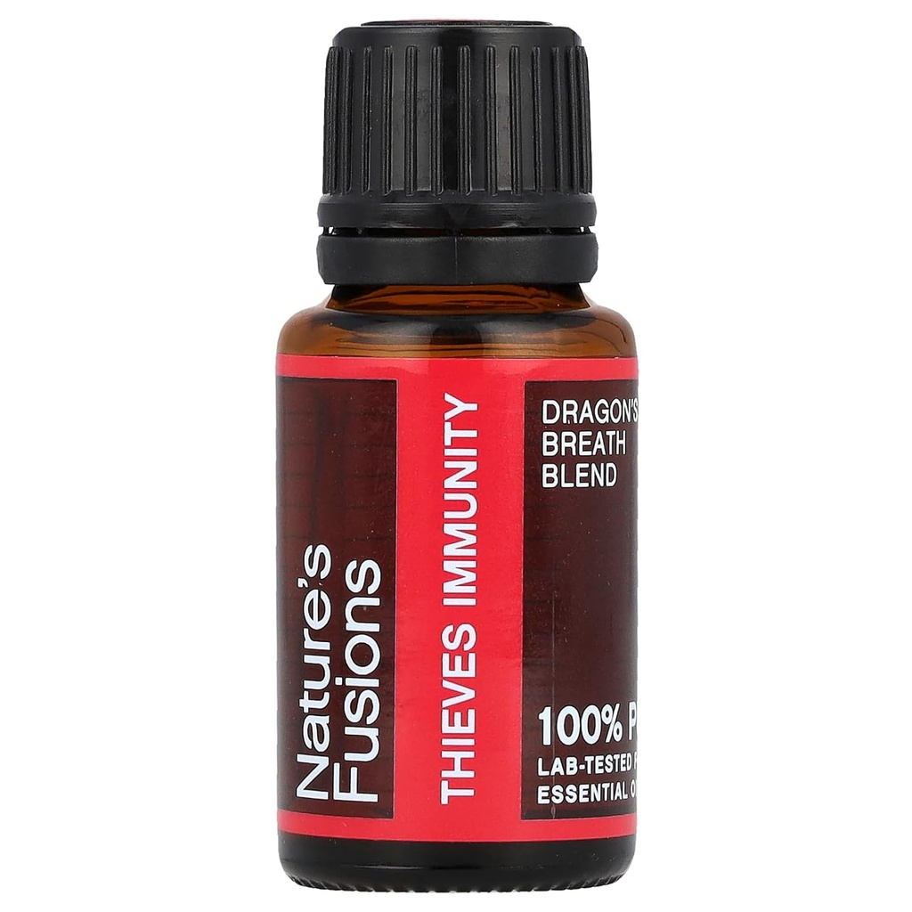 Naturens Fusions Immunity Tjuvar Olje Eterisk Olje Blanding - 15 ml - Germ Fighter, Helsevakt, Aceite Raero - Dragens pustebeskyttende - Klove, sitron, kanel, Eucalyptus, Peppermynte, Oregano