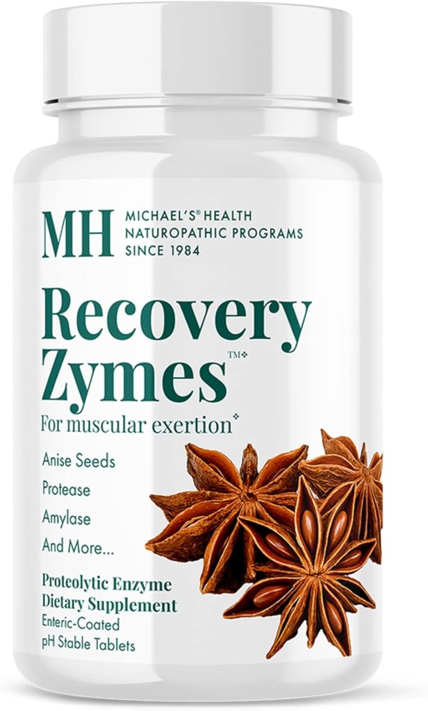 MICHAEL 'S Health Naturopathic Programs Recovery Zymes - 180 Enteric Coated pH Stable Tabletter - Proteolytic Enzyme Supplement - støtter naturlig inflammatorisk respons - 30 Services