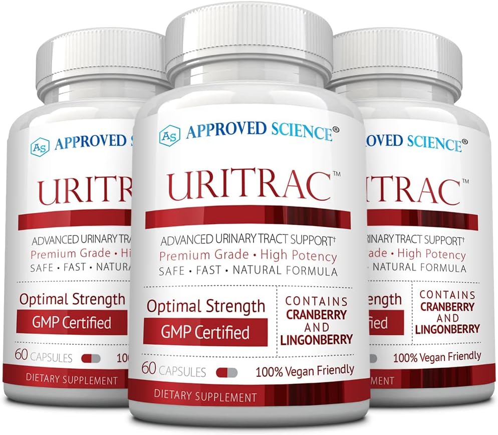 Godkjent Science® UritracTM - UTI-støtte - Cranberry, D-Mannose, Lingonberry - Vegansk Vennlig - 60 Kapsler per flaske - Pakke med 3