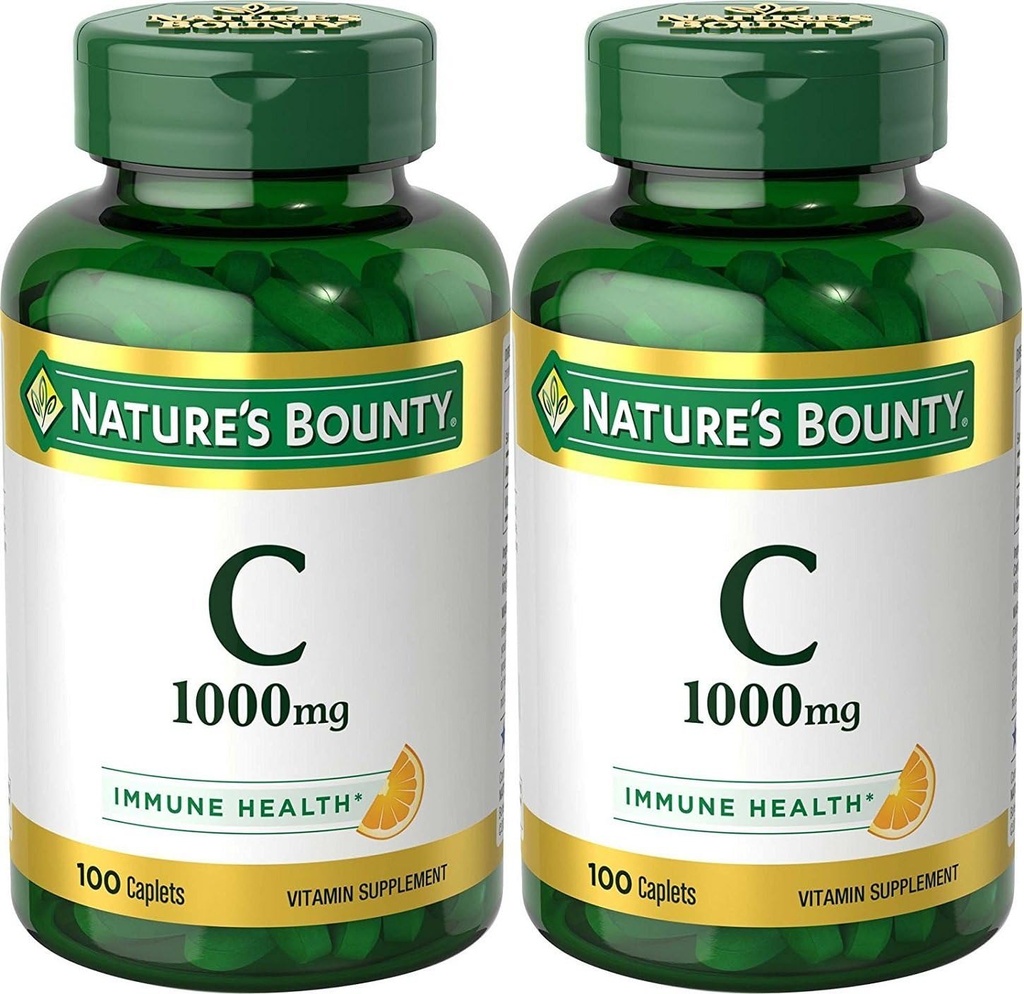 Naturens Bounty vitamin C, 1000 mg, støtter immun helse, 100 kapell (pakke med 2)