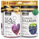 Collage and Sea Moss Gummies Bundle - Collage Peptides, Irish Sea Moss, Biotin, Keratin, Bladderwrack - Gummy Supplement for immunitet, Detox, Sunt hår, hud og negler - for menn og kvinner