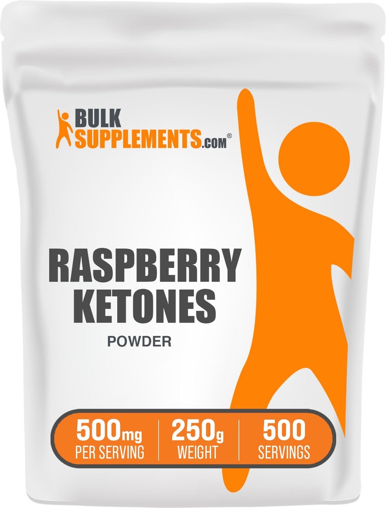 BulkSupplements.com bringebær ketoner pulver - bringebær ketoner Supplement, antioksidant kilde - for energi støtte, Glutenfri, 500 mg per servering, 250g (8,8 oz) (pakke av 1)