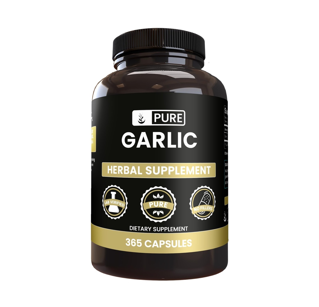 Rene opprinnelige ingredienser hvitløk ekstrakt (365 kapsler) Ingen magnesium eller ris fyllstoffer, alltid ren, Lab verifisert