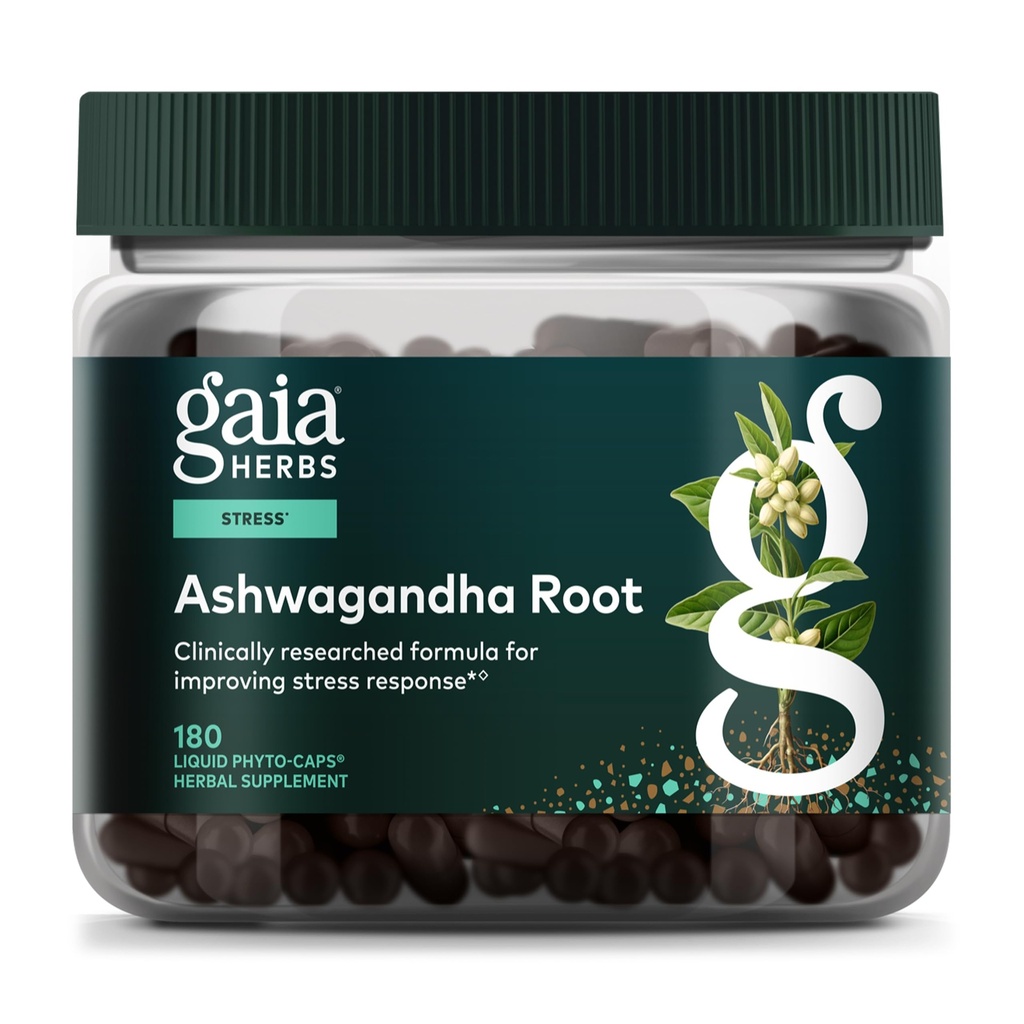 Gaia Herbs Ashwagandha Root - Stress Relief & søvn støtte Supplement - støtter balansert energinivå og positive Outlook* - 180 Vegan flytende Phyto kapsler (90-dagers forsyning)