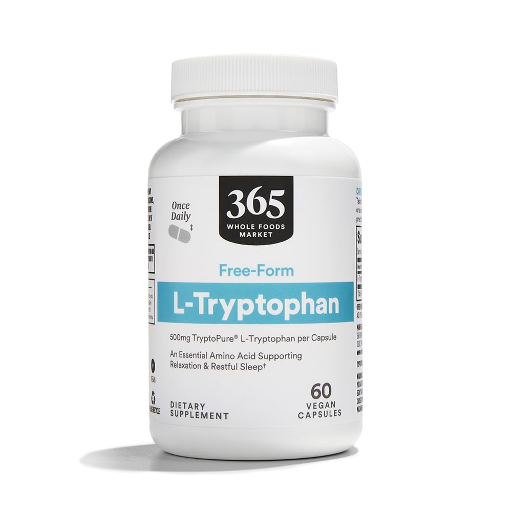 365 av hele matmarked, Free-Form L-Tryptophan 500mg, Vegan, 60 kapsler