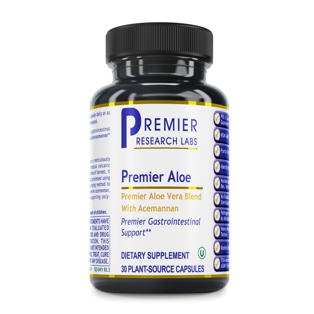 Premier Research Labs Premier Aloe - Aloe Vera Capsules, Aloe Vera Supplement, Acemannan, Aloe Piller for Digestive Helse & Immune Support, Aloe Gel Extract Caps - 30 Vegetariske Kapsler