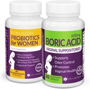 Spar 10% på feminine velvære Bundle - Boric Acid Suppositories & Vaginal Probiotika for pH Balance & Intimate Care