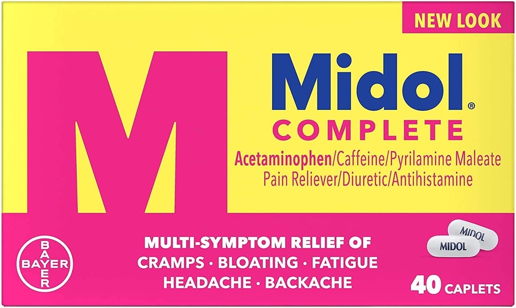 Midol komplette menstruasjon smerte relief kapeller med acetaminophen for menstruasjon Symptom Relief - 40 greve (pakke på 3)