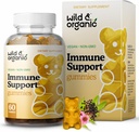 Wild & Organic Immune Support Gummies - Elderberry 1000mg & Vitamin C 500mg - Natural Immune Support Supplement - Vegansk immunisme Gummies med vitamin C D sink - 60 greve