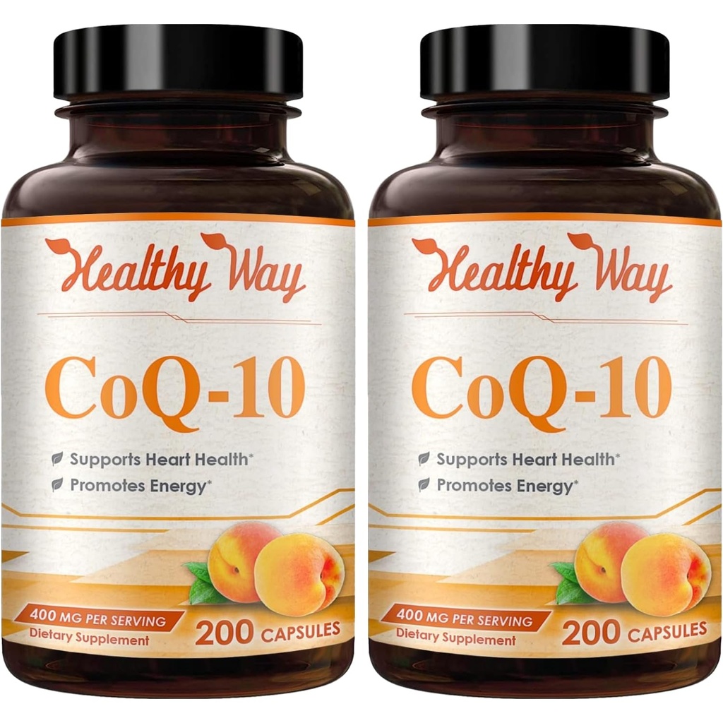 Koenzym Q10 400 mg CoQ10 Supplement - En gang daglig Coq 10 400 mg pulver kapsler for sunn hjerte antioksidant og energi støtte - ikke-GMO rask absorpsjon Ubiquinon Q10 Coenzym (200 serveringer)