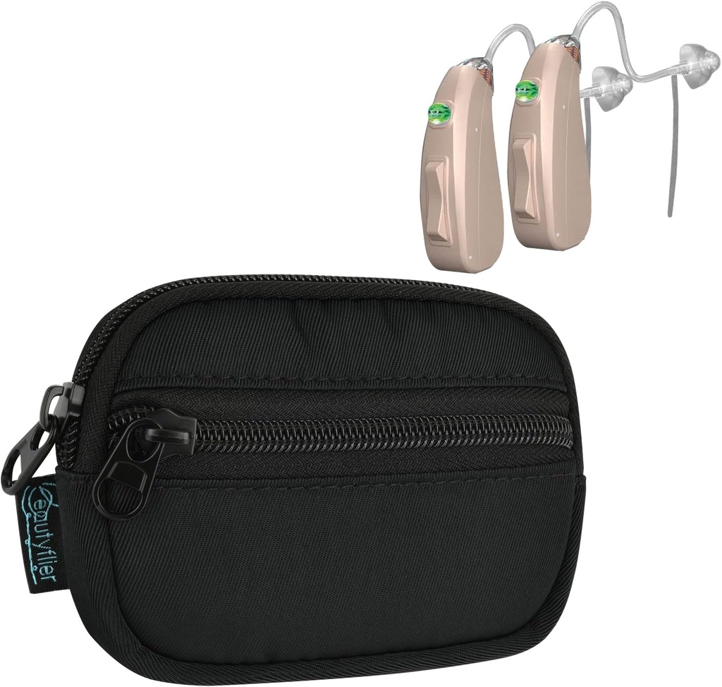 Beautyflier Høreapparat Pouch, Høreapparat Veske Pocket størrelse, Høre forsterker bærende lagringsveske, Cochlear Implant Tilbehør, Høreapparat Mini Lommebok Purse (kun tilfelle)