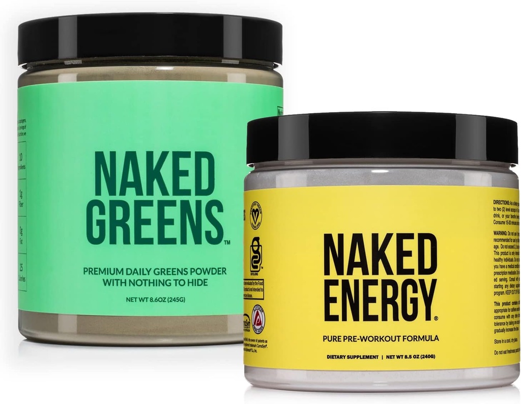 NAKAD Vegansk Energiizing Bundle Unflavored Energi Ernæring Super Greens Powder Organic Greens Supplement