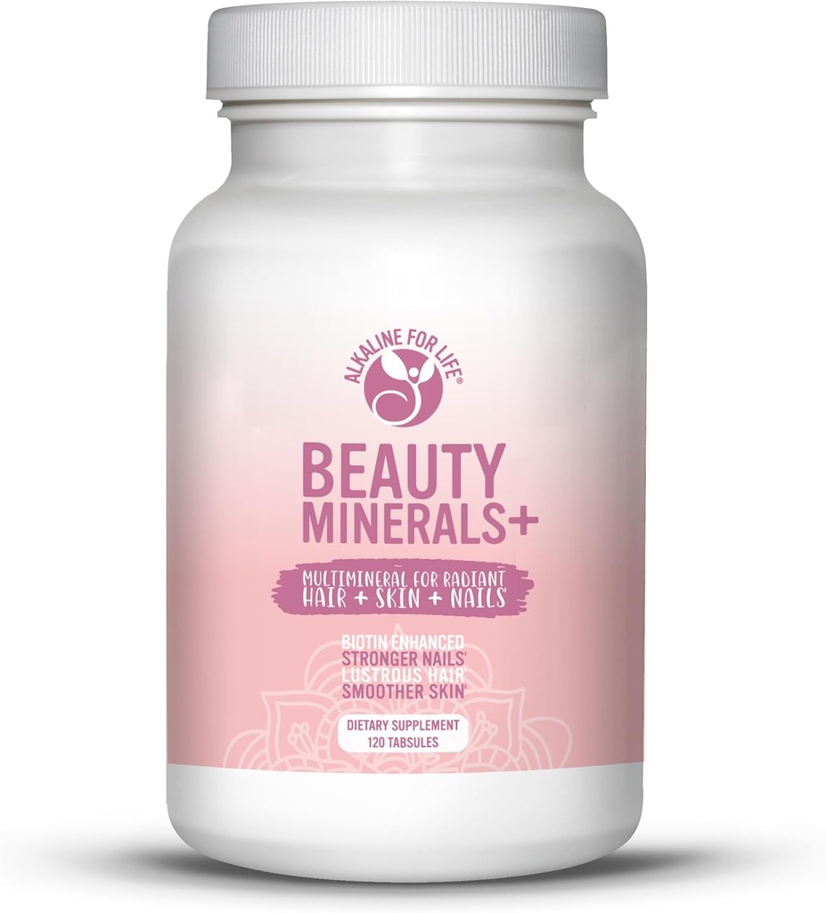 Beauty Minerals - Biotin Forbedret Multimineral for hårvekst, neglestyrke og hud elastisitet - 19 næringsstoffer - Håret og neglene vitaminer