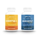 Paleovalley NeuroEffect + Essential C Complex Bundle - Neuro Mushroom Coffee Extract, Vitamin C Supplement 450g Focus, Minne, Energi, Immunstøtte, Organisk supermat