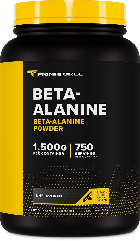 Primaforce Beta Alanine pulver, uflavorert, 1,5 kg - Glutenfri, ikke-GMO Supplement for menn og kvinner