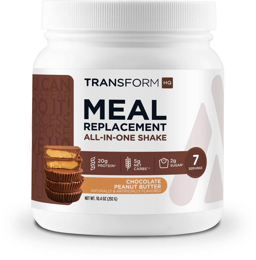 TransformHQ Måltid Erstatning Shake Powder 7 serveringer (Chokolate Peanut Smør) - Glutenfri, ikke-GMO