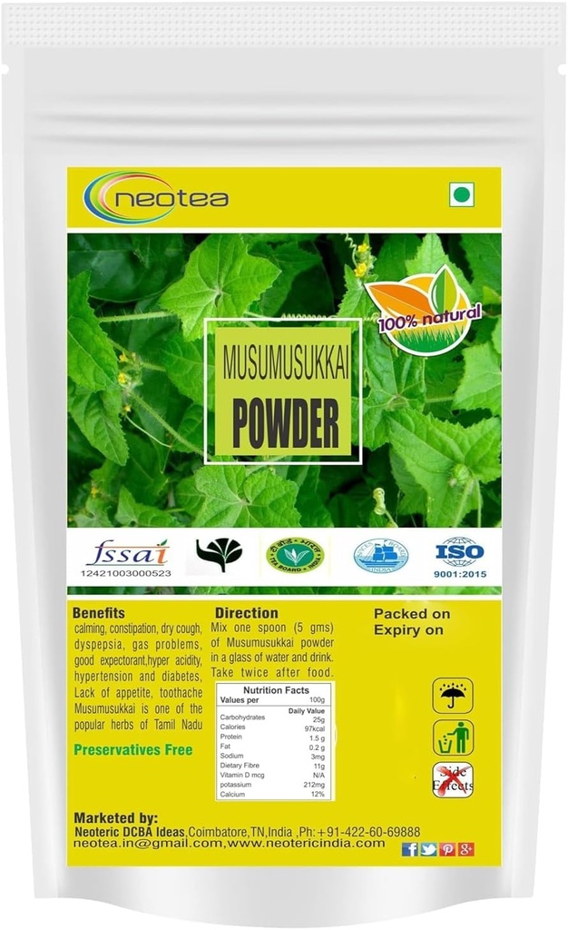 Neotea Flax Musumusukkai pulver | Mukai Maderaspatana pulver 300 Gm pakke av 1 | Naturlig Herbal Supplement | Økologisk og ikke-GMO | Ayurvedisk velvære og helse støtte