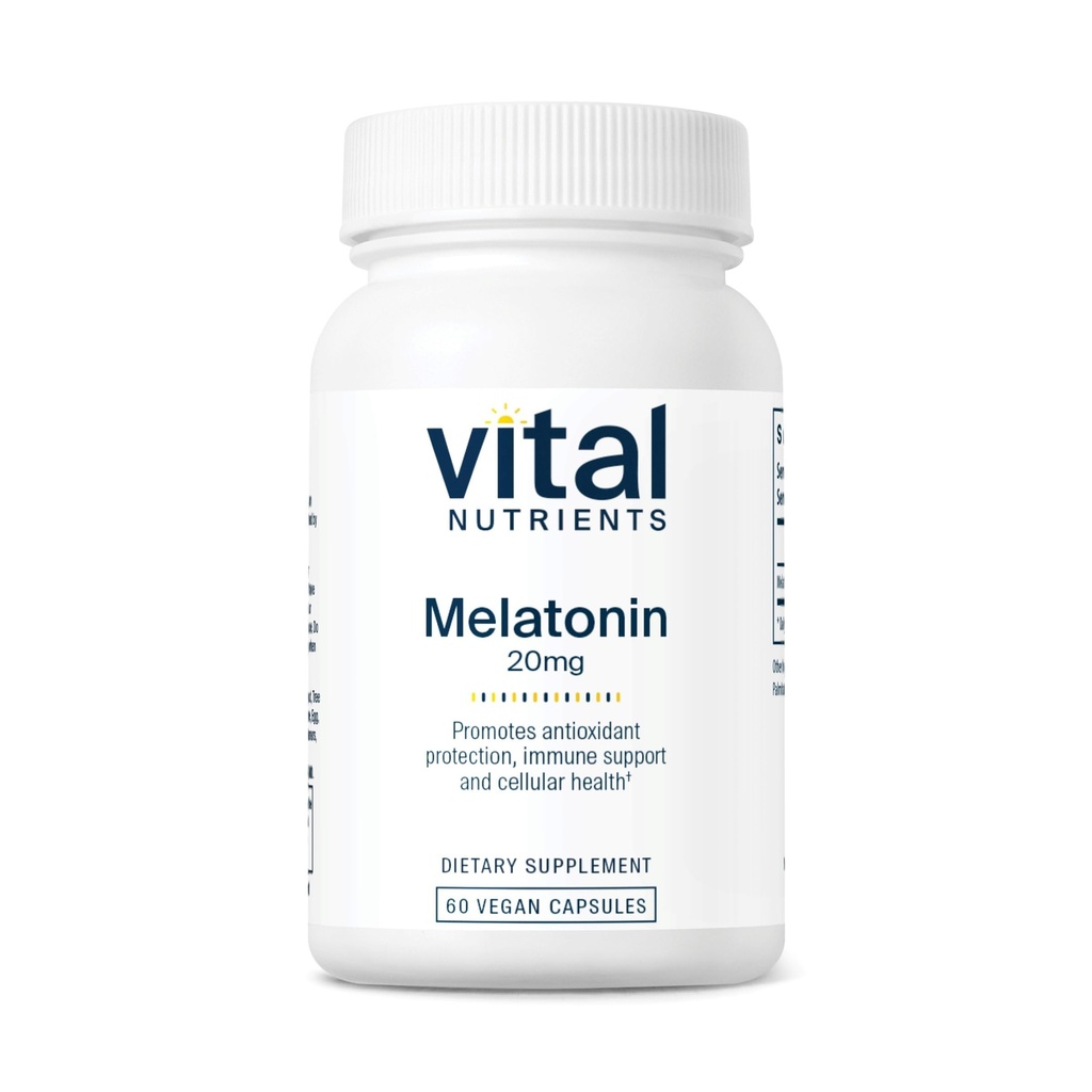 Vital næringsstoffer Melatonin 20mg Vegansk søvn Supplement for å støtte kroppens naturlige søvnsyklus*