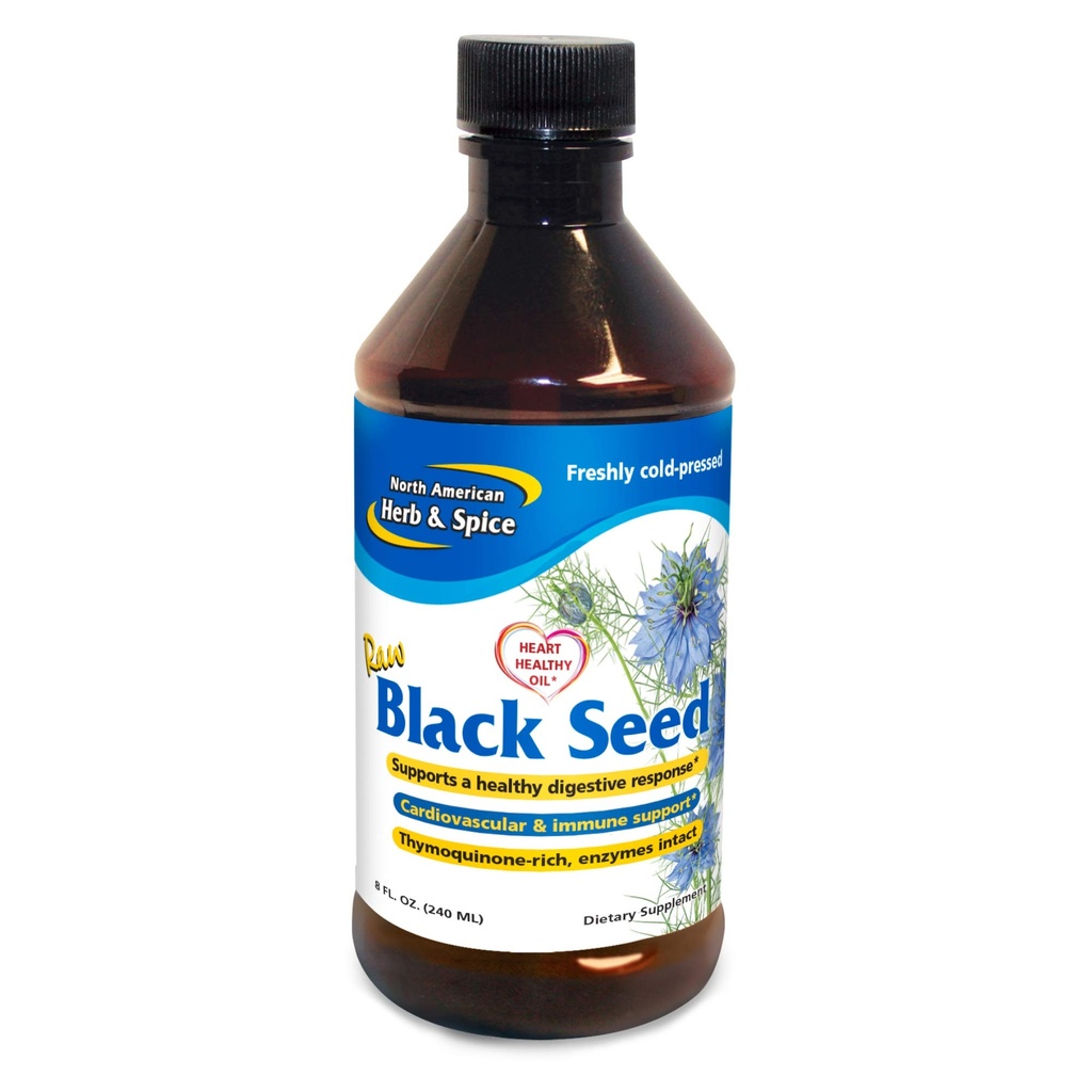 Nordamerikansk Herb & Spice Black Seed Oil - 8 fl. oz. - Cardiovaskulær, Digestiv & Immune Support - Inneholder Wild, Middelhavet Oreganol P73 Oregano olje - Non-GMO - 48 Total Services