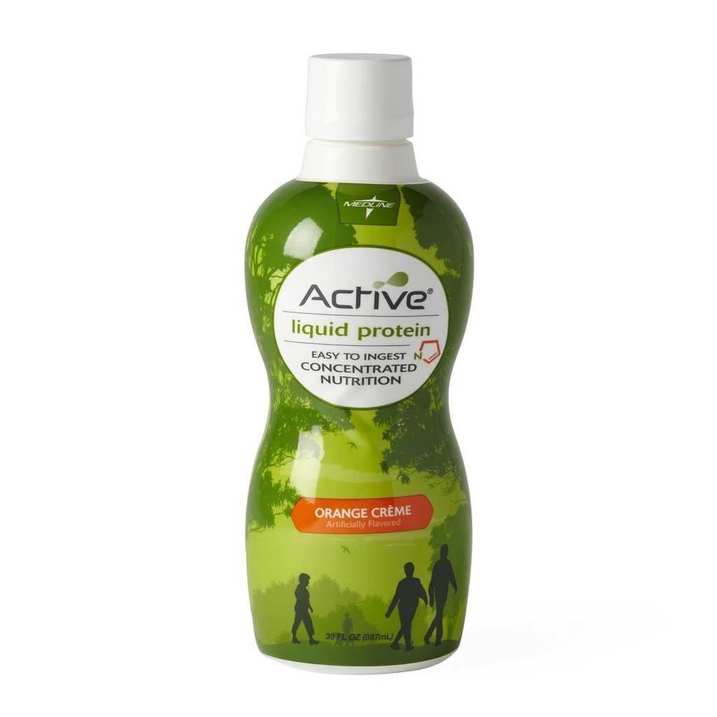 Medline Active Liquid Protein ernæringskosttilskudd, oransje krem, høy protein øke, 32 oz. Flaske, pakke med 4