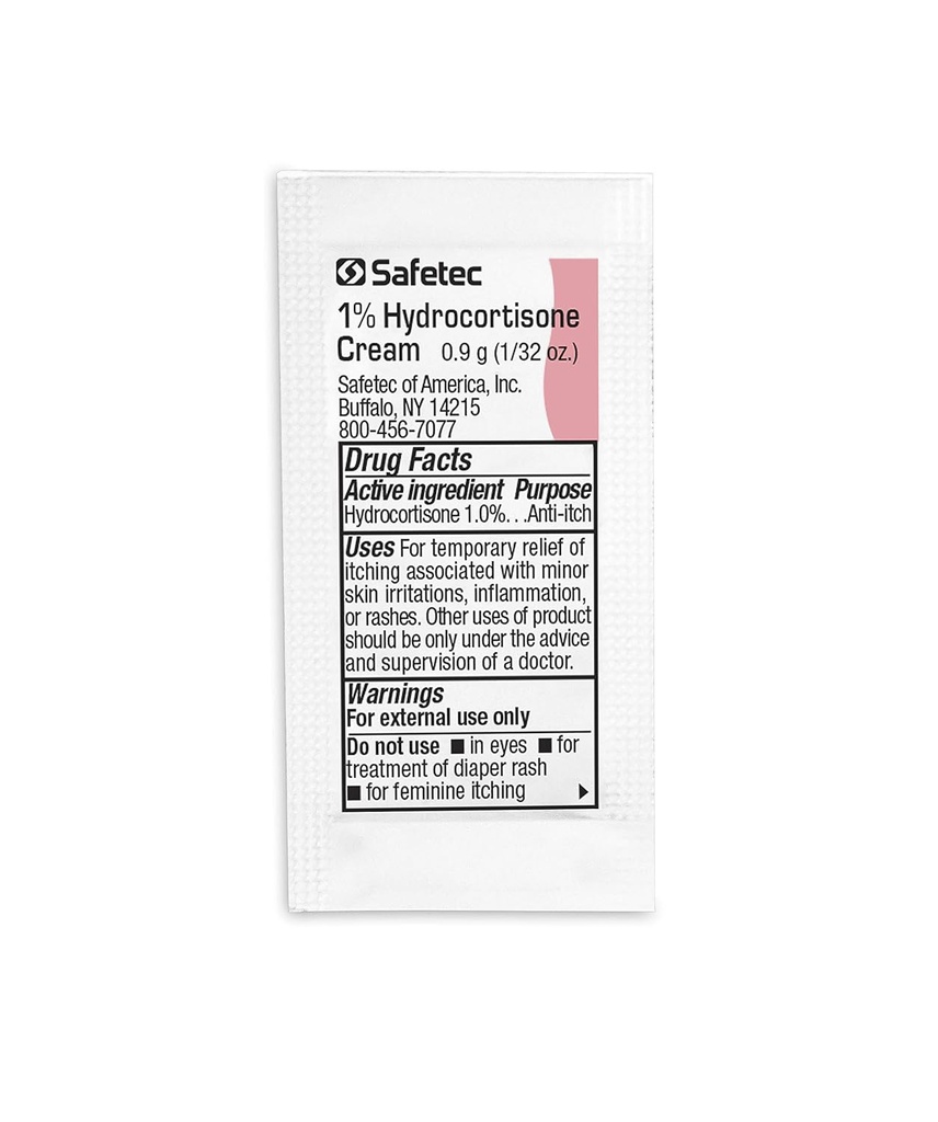 Safetec Hydrocortison 1% Cream.9 g. pose (bulk pakke - 2000 count)