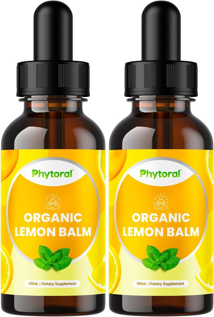 Organic Lemon Balm Leaf flytende ekstrakt for immunstøtte - Lemon Balm Tinktur for Mood & Relaxation Support - Organic Tinktur leaf drops for voksne og barn kosttilskudd - 2OZ - 2 pakke
