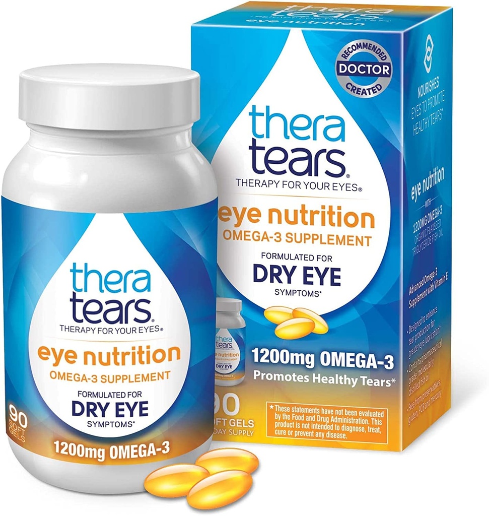 Theratears ernæring 1200 mg Omega-3 Supplement 90 kapsler (2 pakke)