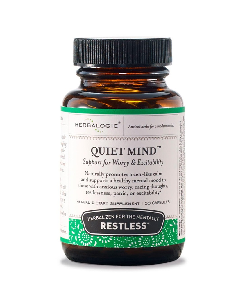 Herbalogic - Quiet Mind Herb Capsules - Ikke-sedating, fremmer en følelse av Zen-Like Calm - Eases Anxious Worry og Panicky Mood - basert på den tradisjonelle kinesiske Formel GUI Pi Tang - 30 Cap Count