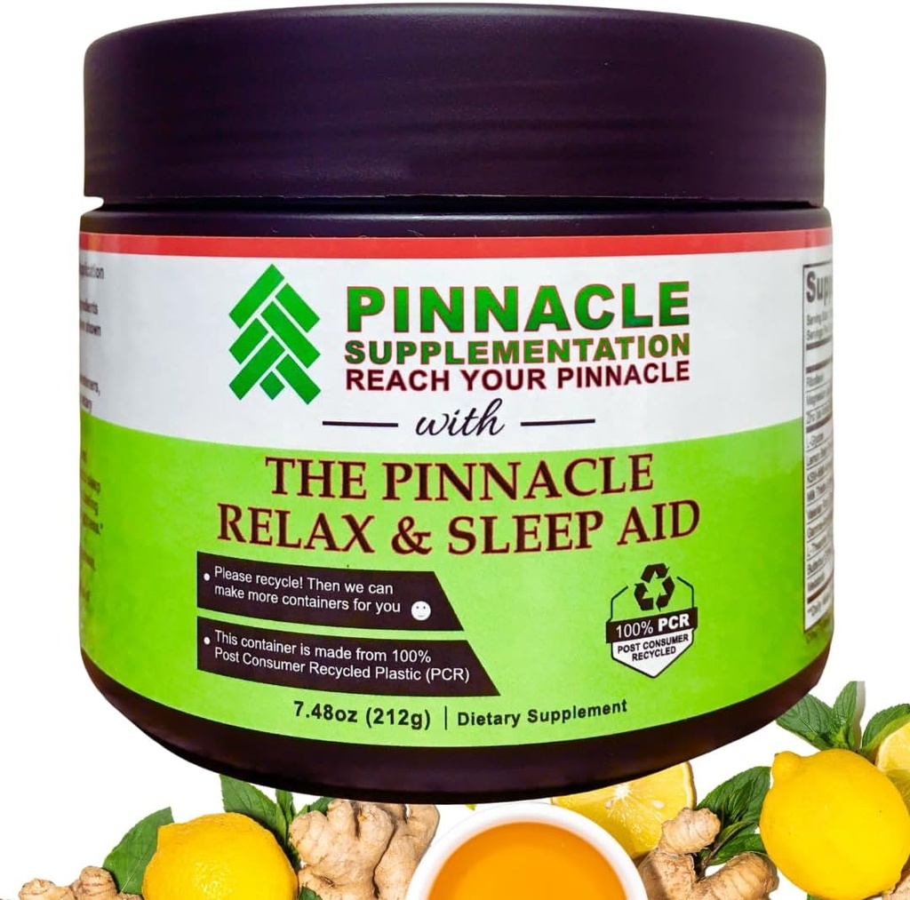 Pinnacle Relax & Sleep Supplement, søvn støtte Supplement med Melatonin, Valerian Root, Ashwagandha, L Theanine, Sink, GABA & Magnesium for beroligende, Naturlig sitron te Flavoring (30 Serveringer)