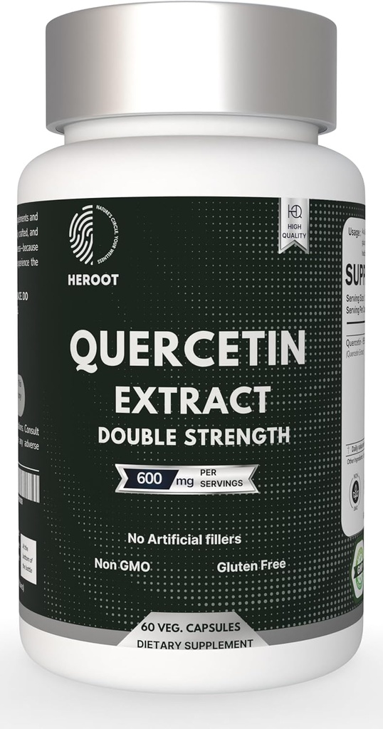 Quercetin Extract Kapsler Ikke-GMO, Glutenfri, Vegetarisk støtter generell helsestyrke energi (120 Kapsler)
