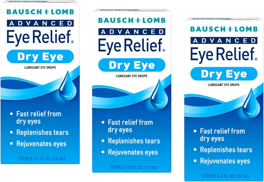 Bausch + Lomb Advanced Eye Relief, Lubricant Eye Drops for tørre øyne, moisturizing & Soothing, Replenishes Tårer for rask relief, 0,5 Fl Oz