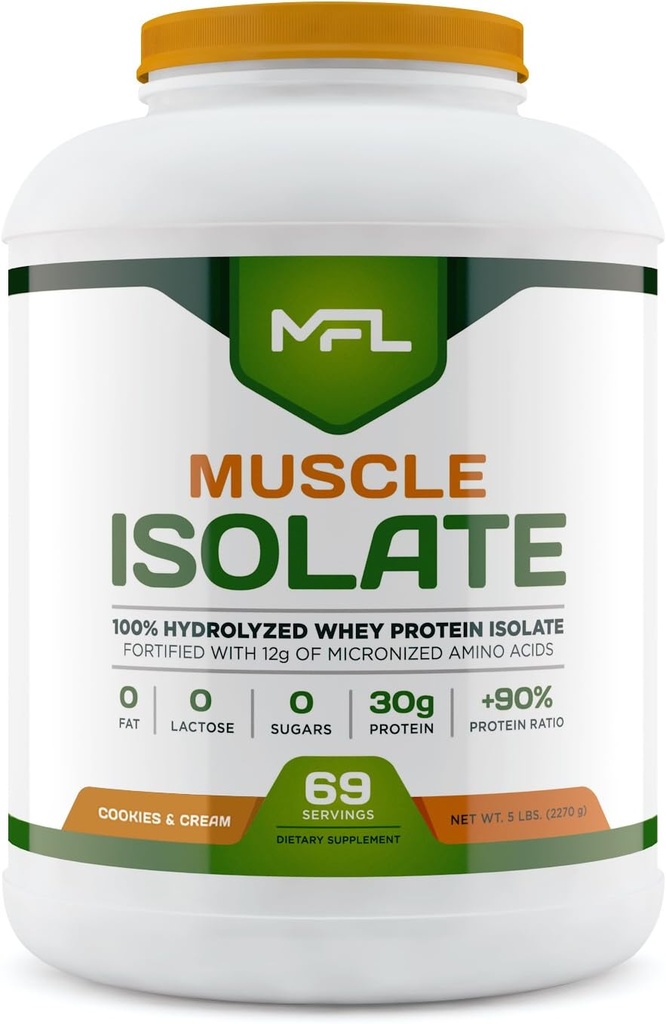 MFL 100% Isolate Protein l 30 g protein l 12g Aminosyrer l Keto Vennlig l Lave karbohydrater l 5 lbs. (cookies og krem)
