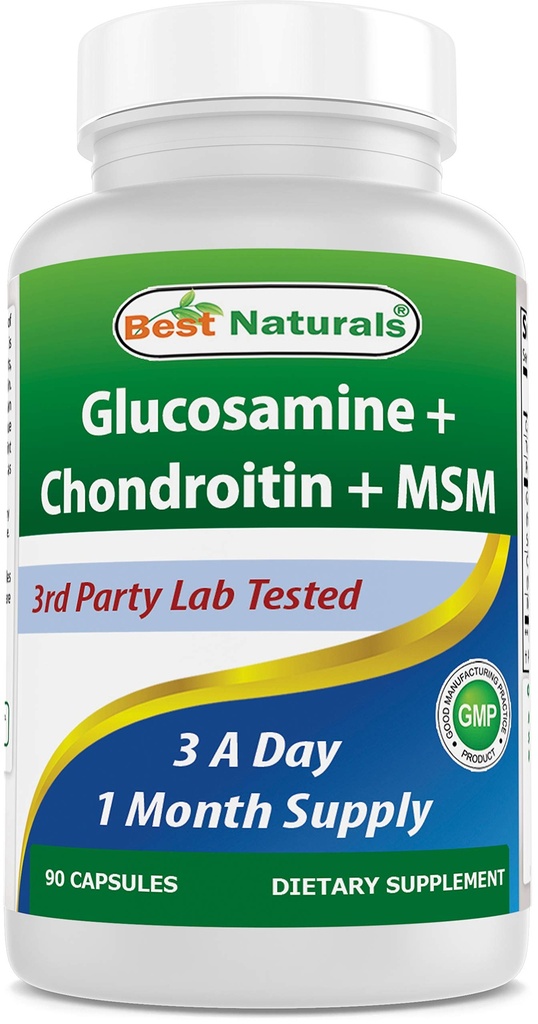 Best Naturals, Glucosamine Chondroitin MSM Supplements, 2600 mg per servering, 90 kapsler (90 greve (pakke med 1))