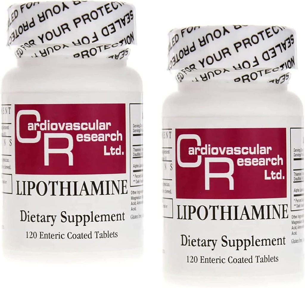 Cardiovaskulær forskning Lipotiamin B1 Supplement 240 tabletter - Vitamin B1 Nå med Alpha Lipoic Acid - 2 X 120 Telling