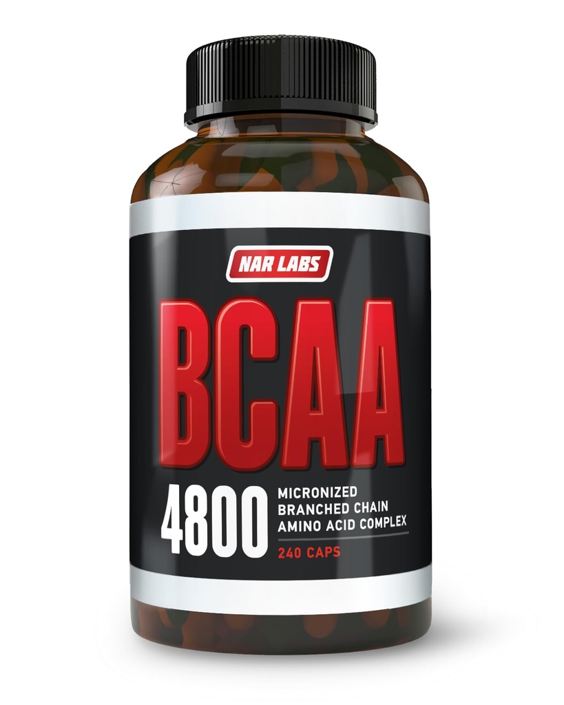 BCAA 4800  Micro Mikronisert grened kjede Aminosyrer | Muskelbygging og gjenoppretting | 2,400 per servering | 80 serveringer | 240 Kapsler