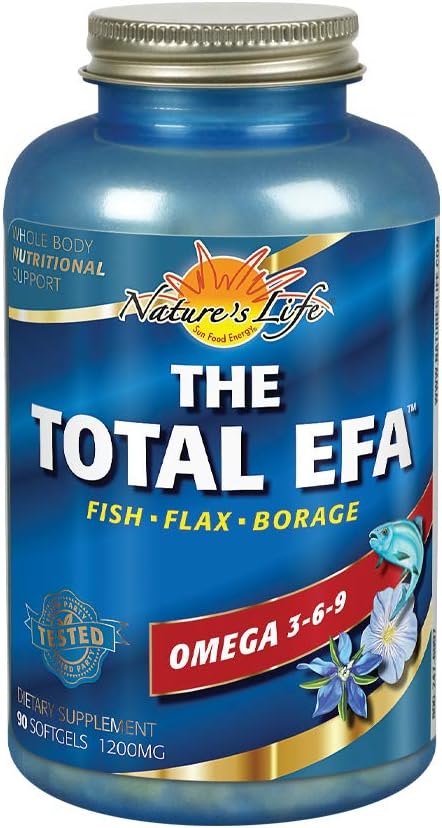 Naturens liv Den totale EFA Fish Oil w/Organic Flax frø & boreoljer | | | mg | Hud, hjerte og minne | 90 Softgel