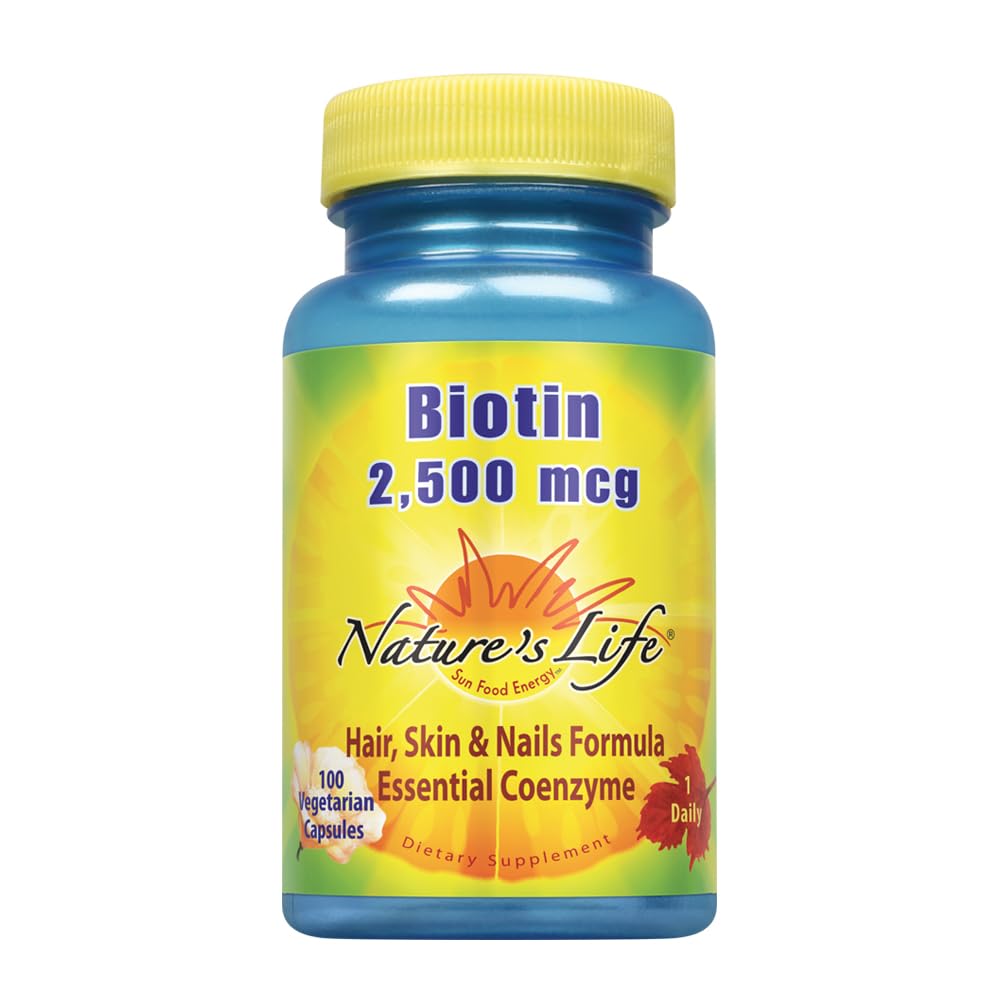 Naturens liv Biotin 2500mcg | Sunt hår, hud, negl & metabolisme støtte | Ikke-GMO | 100 grønnsaker kapsler