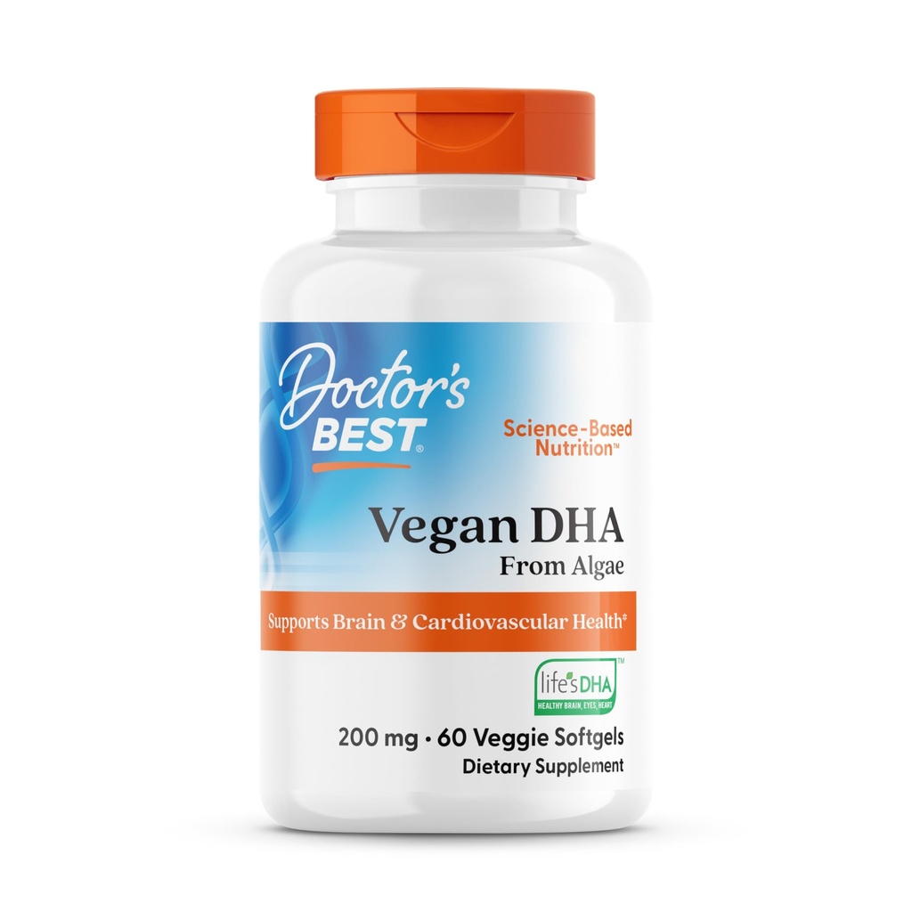 Leger Best Vegansk DHA fra Algae, støtter Hjerne- og kardiovaskulær helse, Ikke-GMO, Glutenfri, Soja-fri, Vegan 60 Veggie Softgels