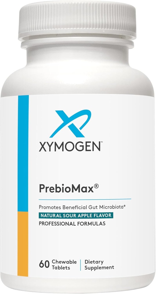 XYMOGEN PrebioMax Prebiotic Fiber Supplement - Xylooligosaccarider (XOS) for å opprettholde digestiv helse + støtte sunn mikrobiell aktivitet i GI Tract - Sour Apple (60 Chewable Tabletter)