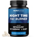 Natttid fettforbrenner for vekttap støtte og søvnhjelp | Appetitt Suppressant, Carb Blocker, Nighttime Metabolisme Booster for mage fettforbrenner & natt Shred med Melatonin | Non-GMO, Vegan 60ct