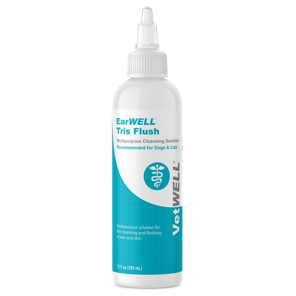 Vetwell hund ørerense løsning og infeksjon behandling for hunder og katter, tris Otic Cleanser drops hjelper Eliminere Odor og lindre infeksjoner - 12oz