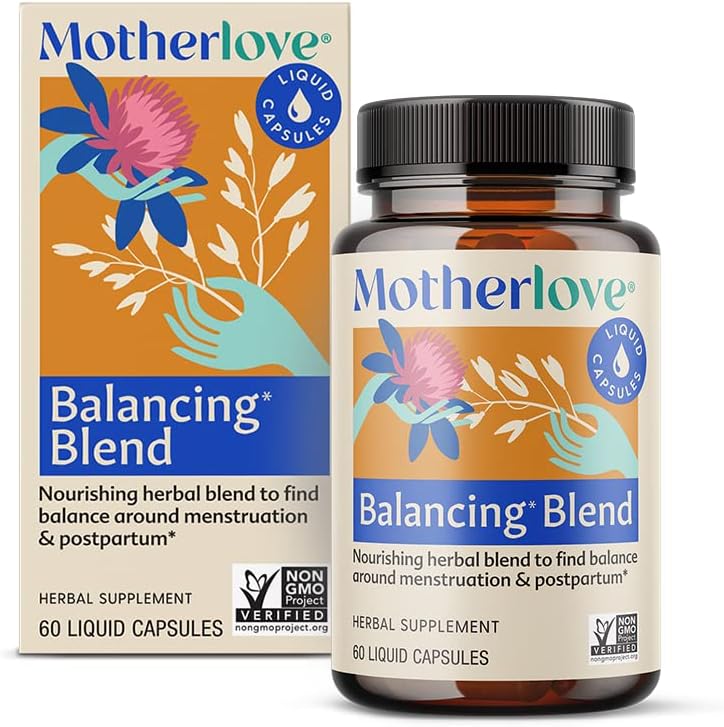 Morlove Balancing Blend (60 flytende caps) Herbal Supplement for perioden og postpartum Hormonal Helse—Non-GMO, Organisk urter, Vegan, Kosher
